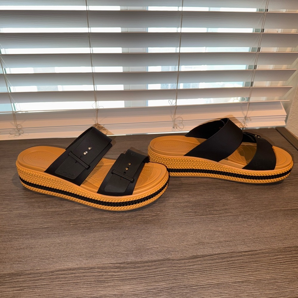 LiteRide by CROCS Brooklyn Woven Mule Black and Tan Women's Sandals